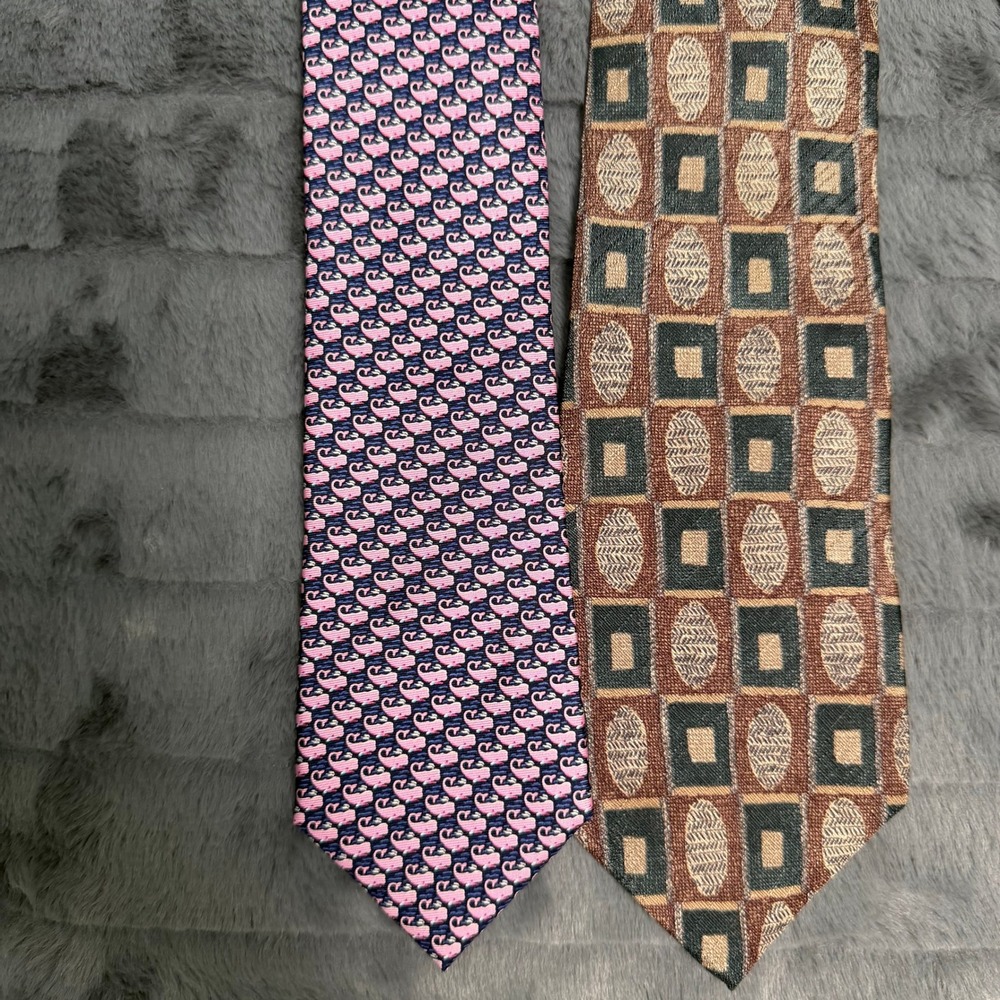 Tommy Hilfiger Roundtree Yorke Ties Mens OS Multi Silk Whale Geometric Lot 2 - Picture 3 of 7